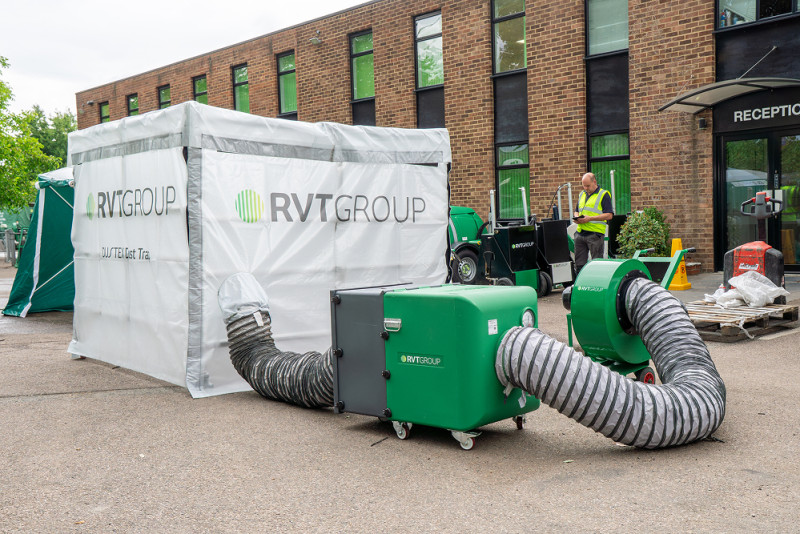 Carousel 6 - A 2.5 metre square dust enclosure set up with a dust extraction unit 1