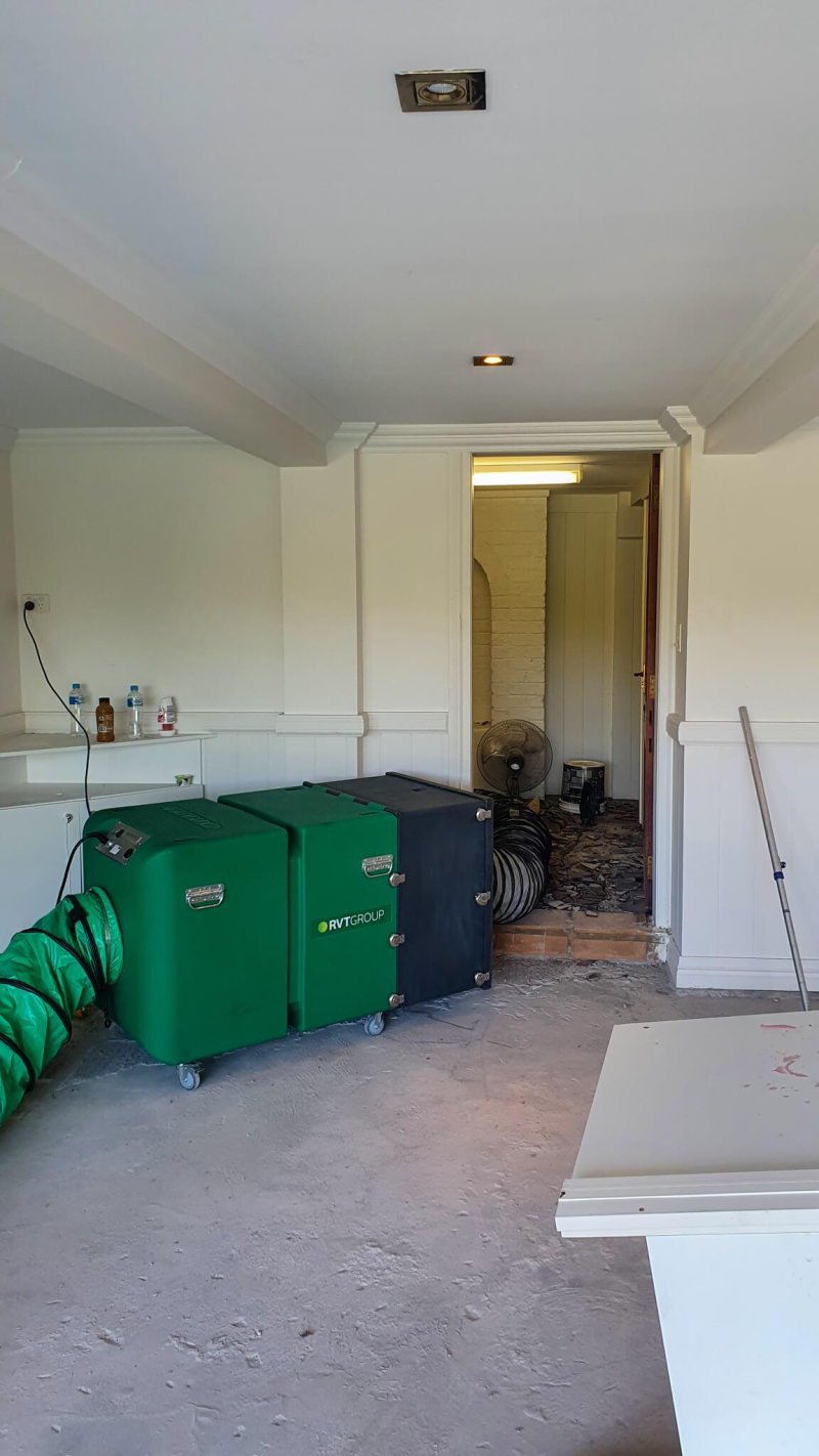 RVT filtration units set up in a room during refurbishment works