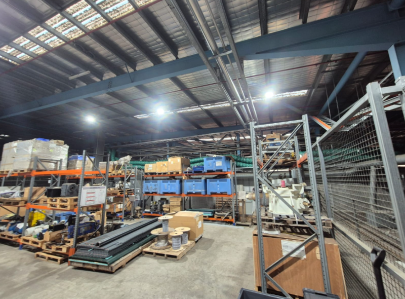 RVT Group warehouse interior with racked hire equipment and stock